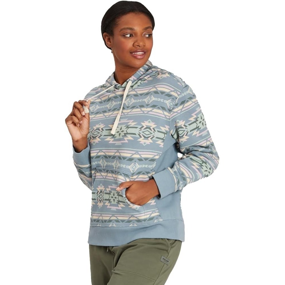 Life is Good Hoodie Womens Large Blue Southwestern Aztec Geometric Pullover Boho